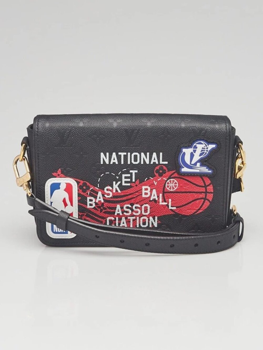 Louis Vuitton x NBA Black Monogram Leather Printed Messenger Bag